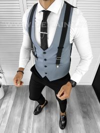 Vesta barbati slim fit albastra B8263  O2-4.1